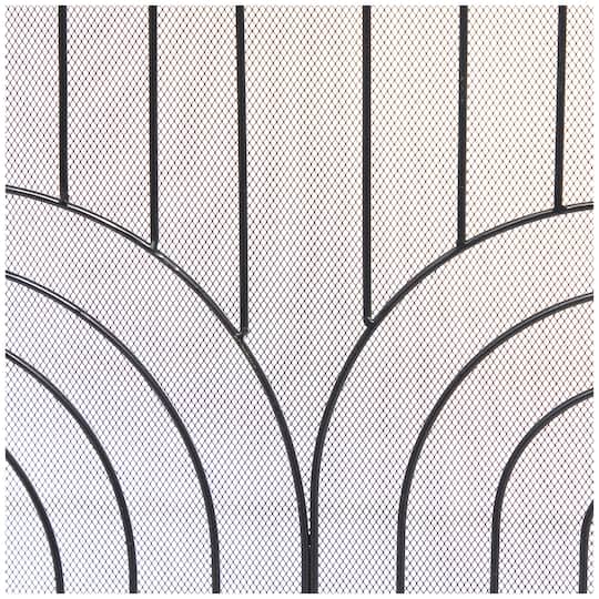 Black Metal Art Deco 3-Panel Fireplace Screen